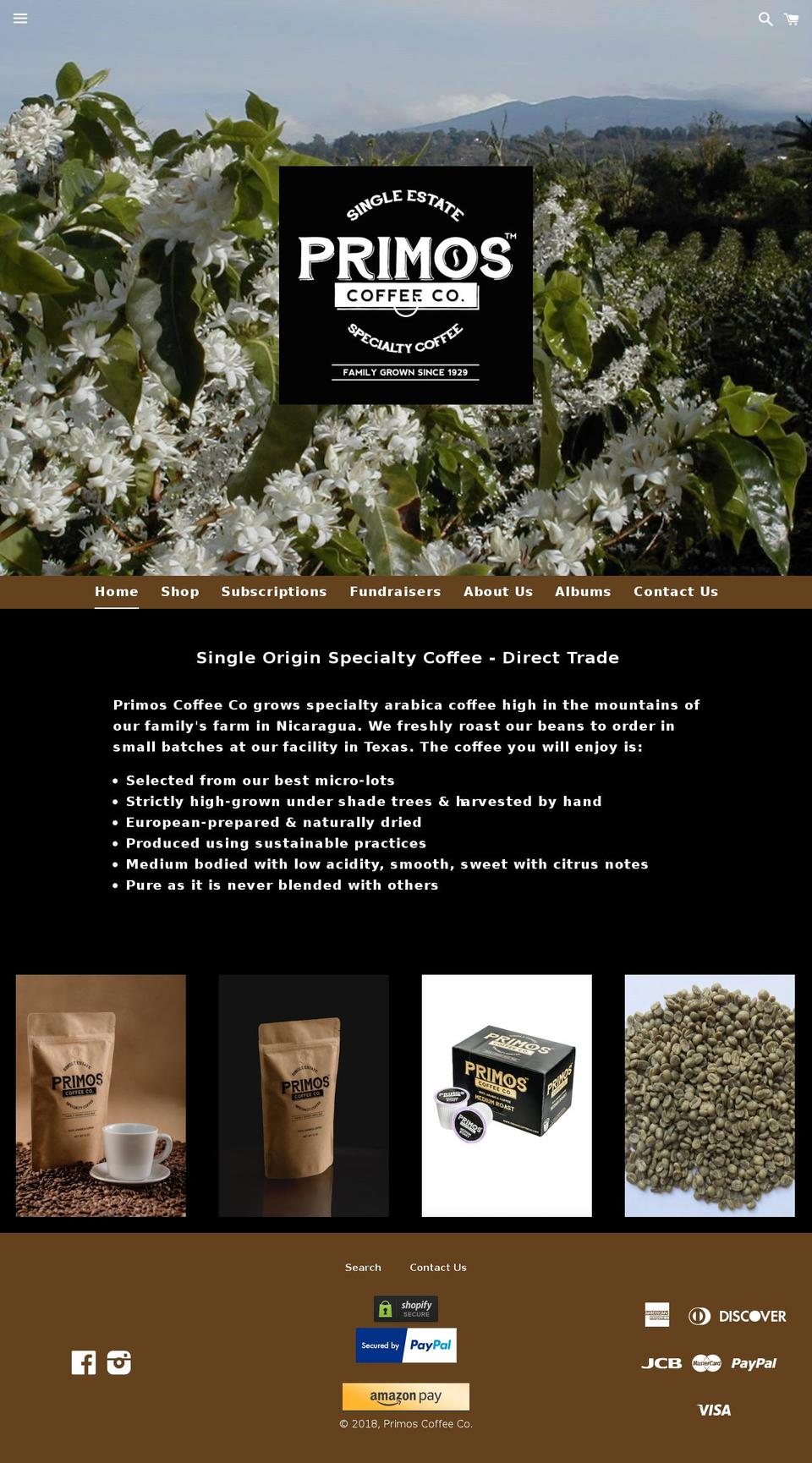 primoscoffeeco.com shopify website screenshot