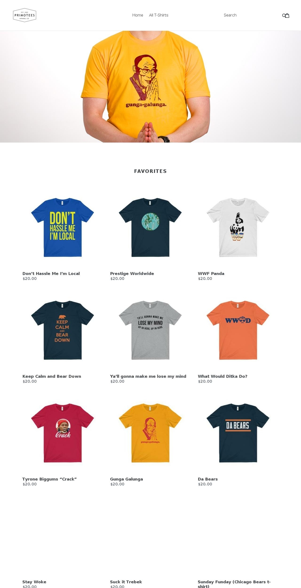 primotees.com shopify website screenshot