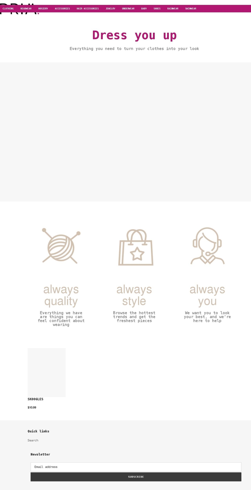 primretail.com shopify website screenshot