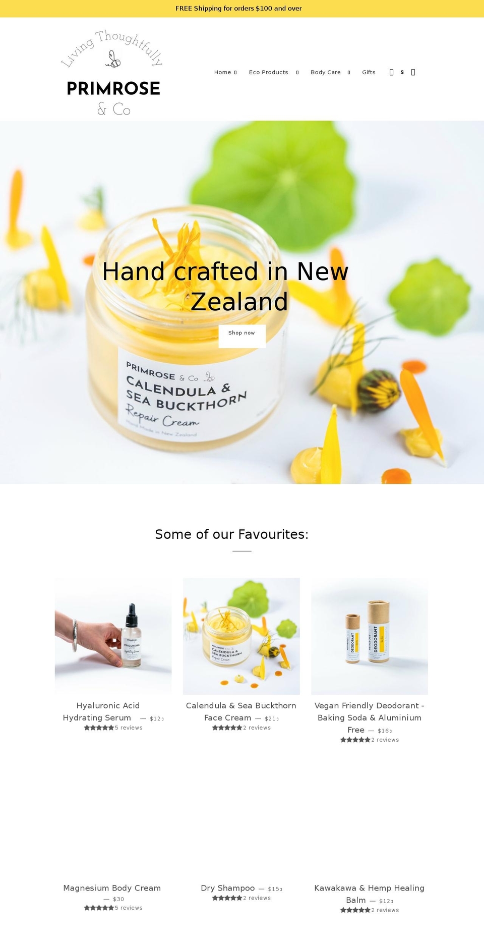 primroseandco.co.nz shopify website screenshot