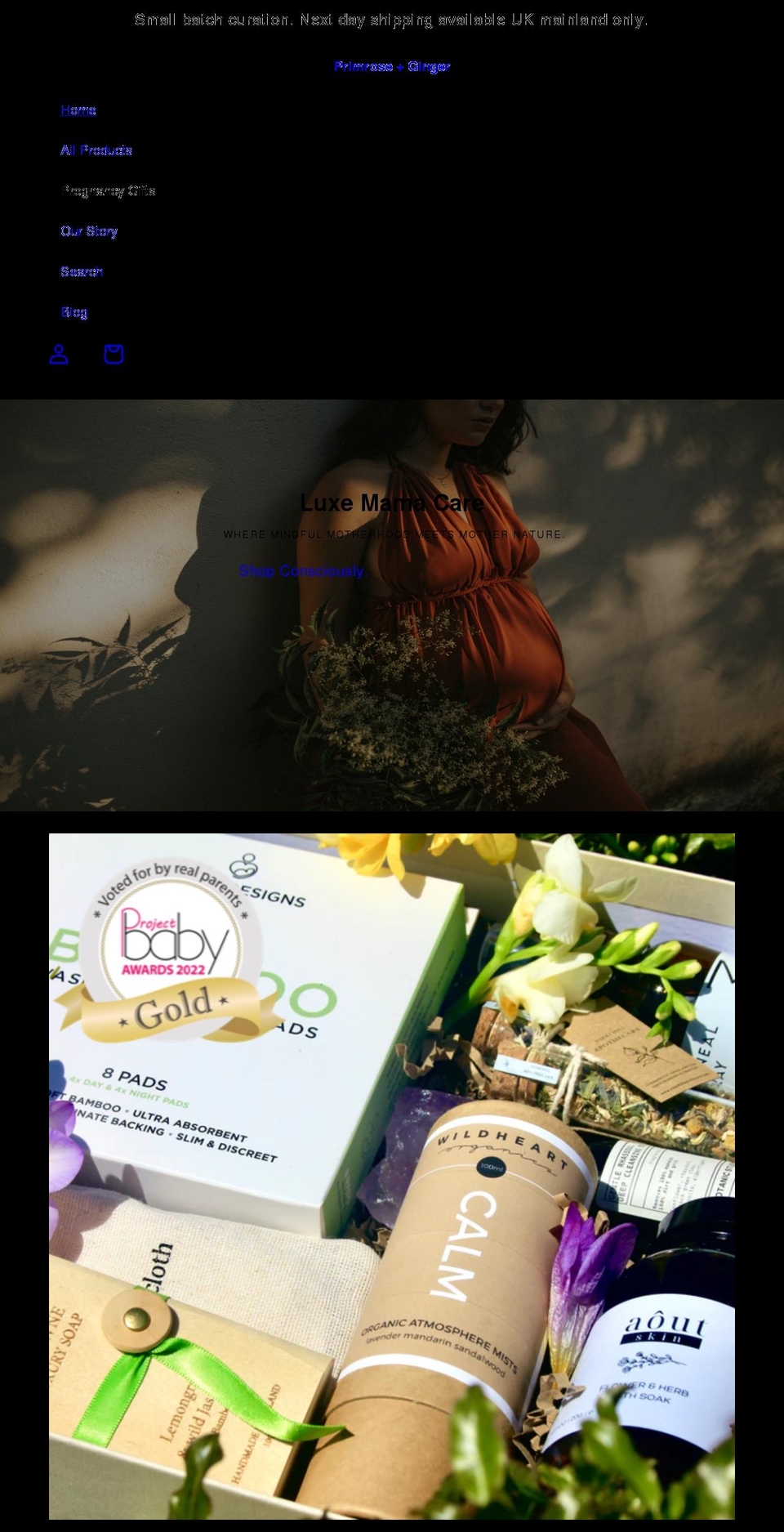 primroseandginger.co.uk shopify website screenshot