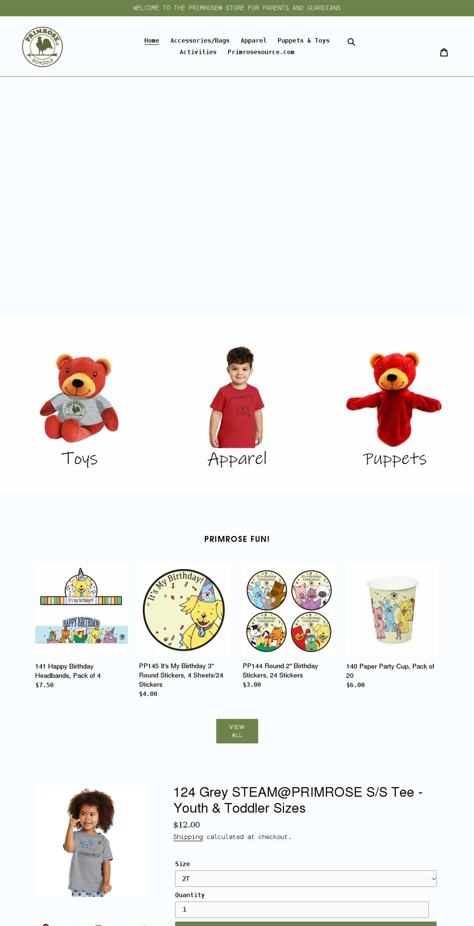 primrosestore.com shopify website screenshot