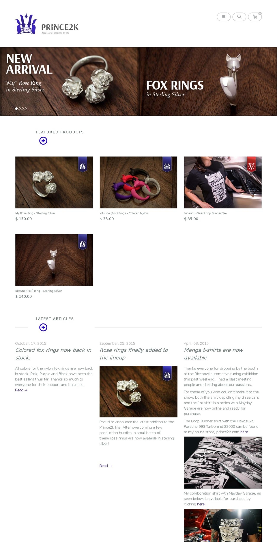 Falcon Shopify theme site example prince2k.com