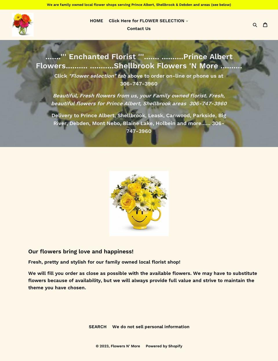 princealbertflowers.ca shopify website screenshot