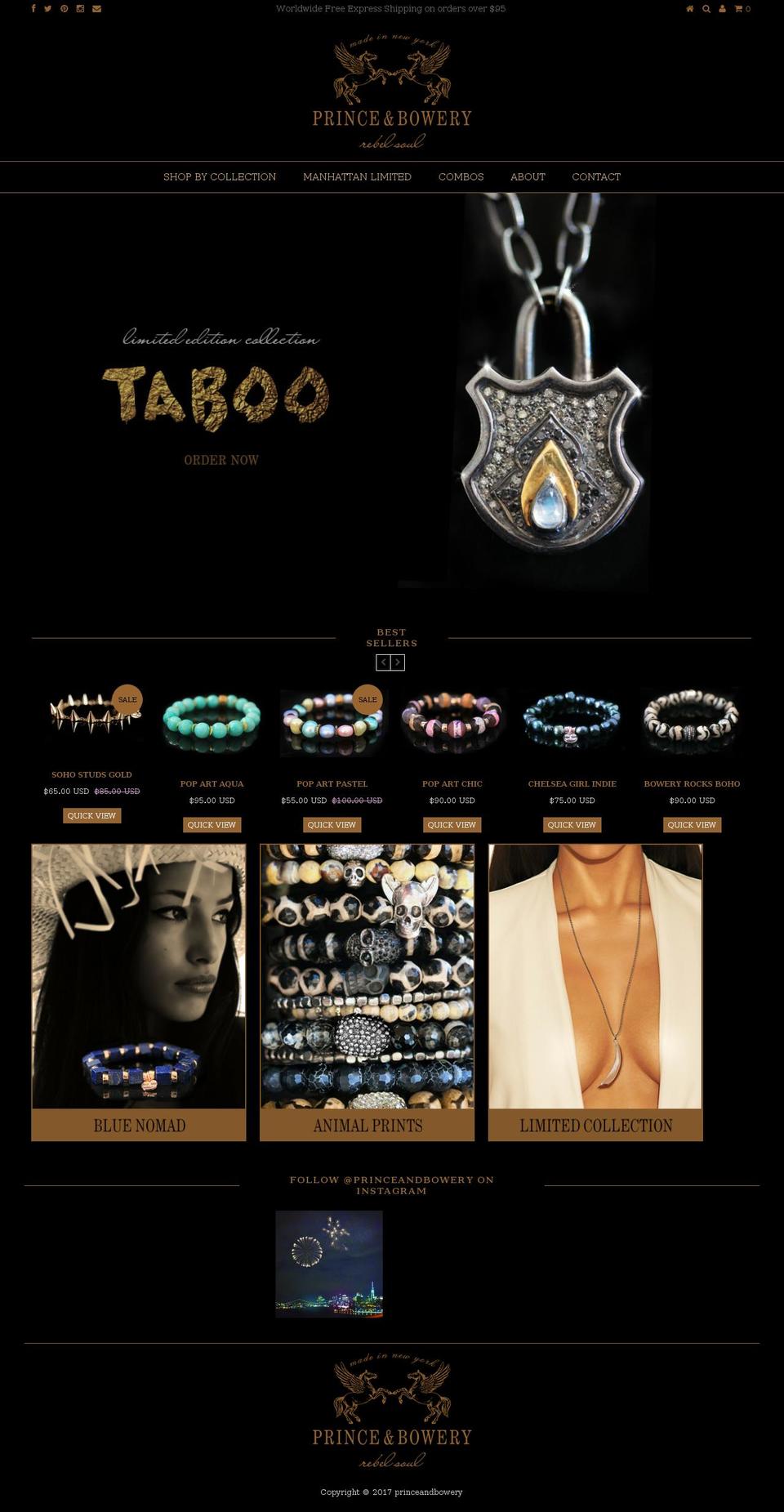 princeandbowery.com shopify website screenshot