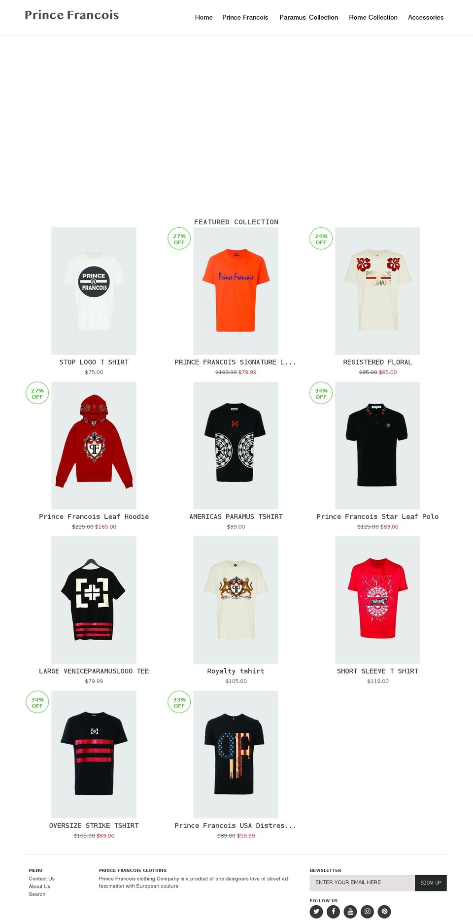 princefrancoisshop.com — Shopify storefront screenshot