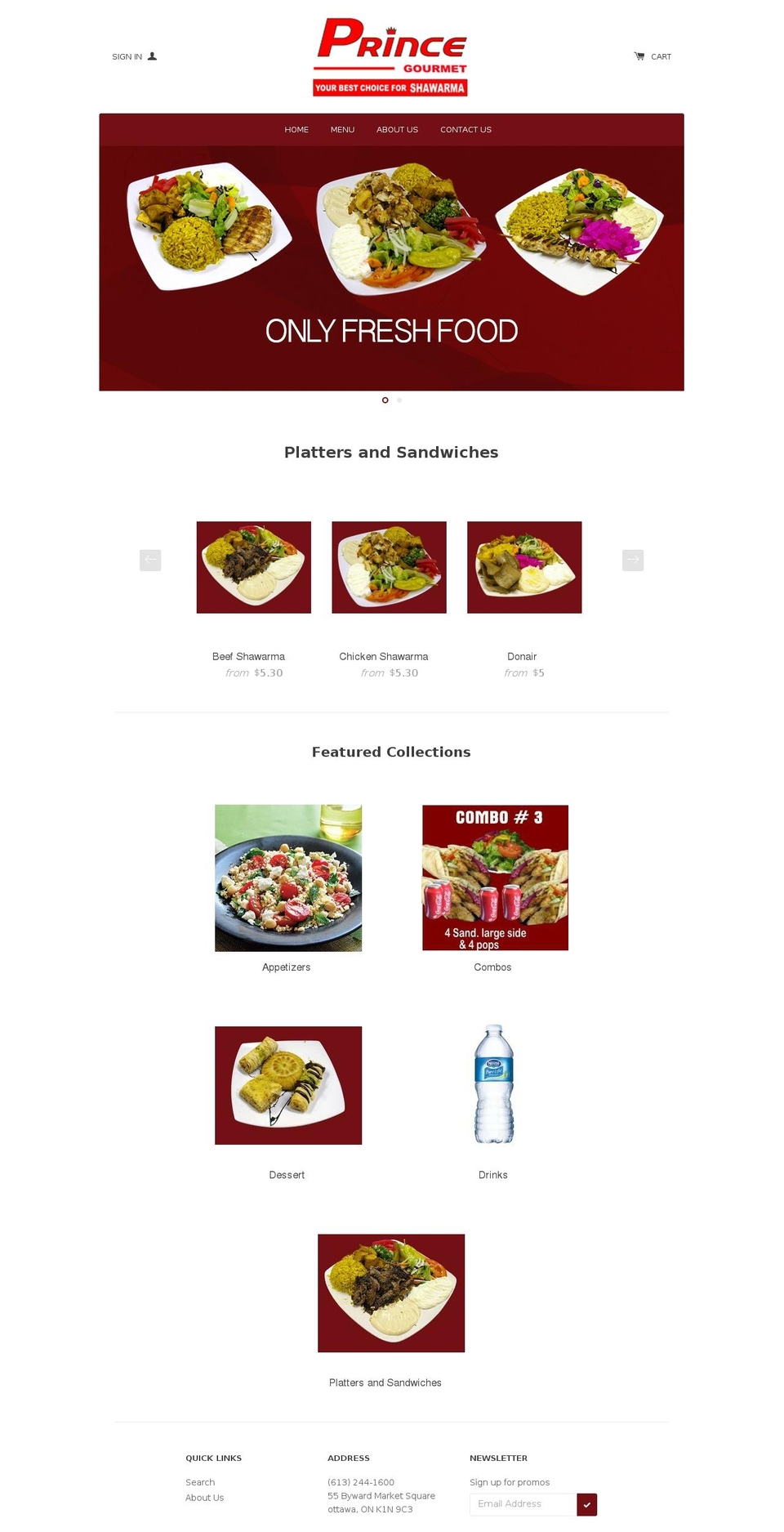 princegourmetbywardmarket.com shopify website screenshot