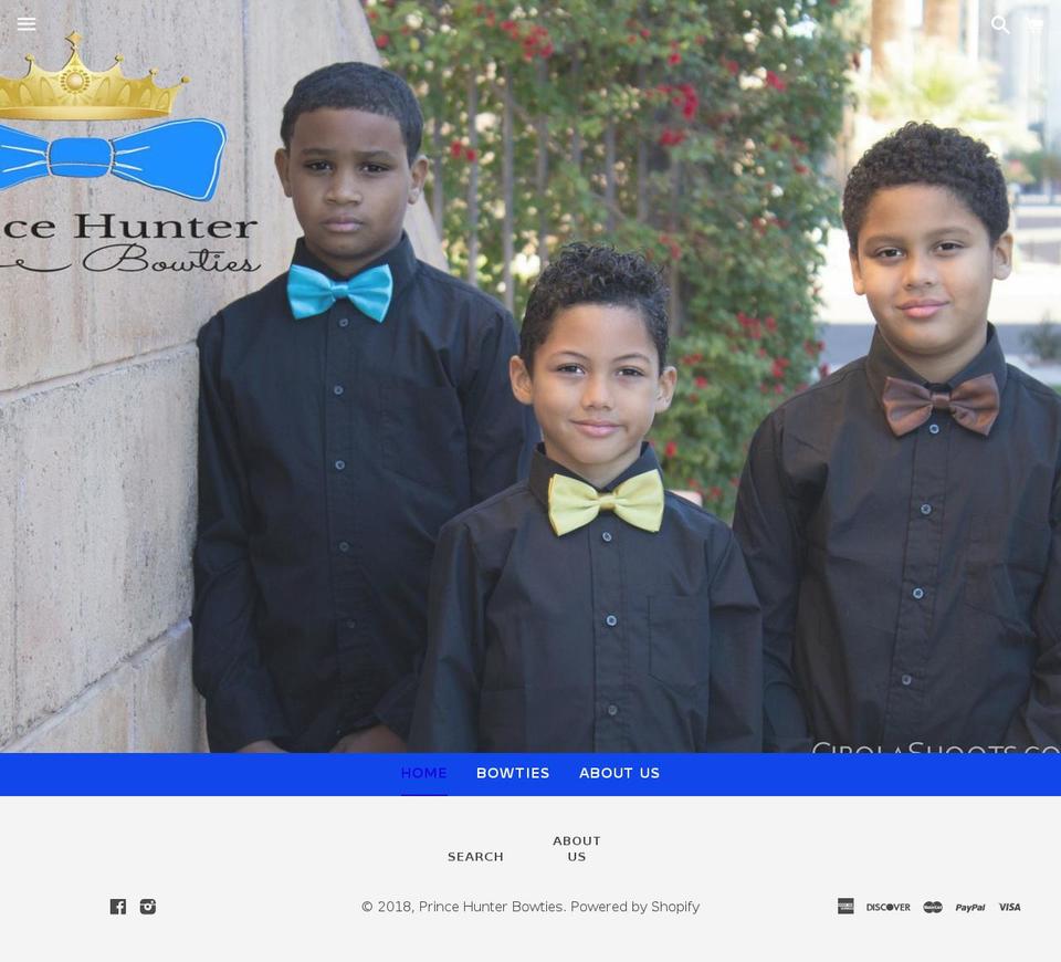 princehunterbowties.com — Shopify storefront screenshot