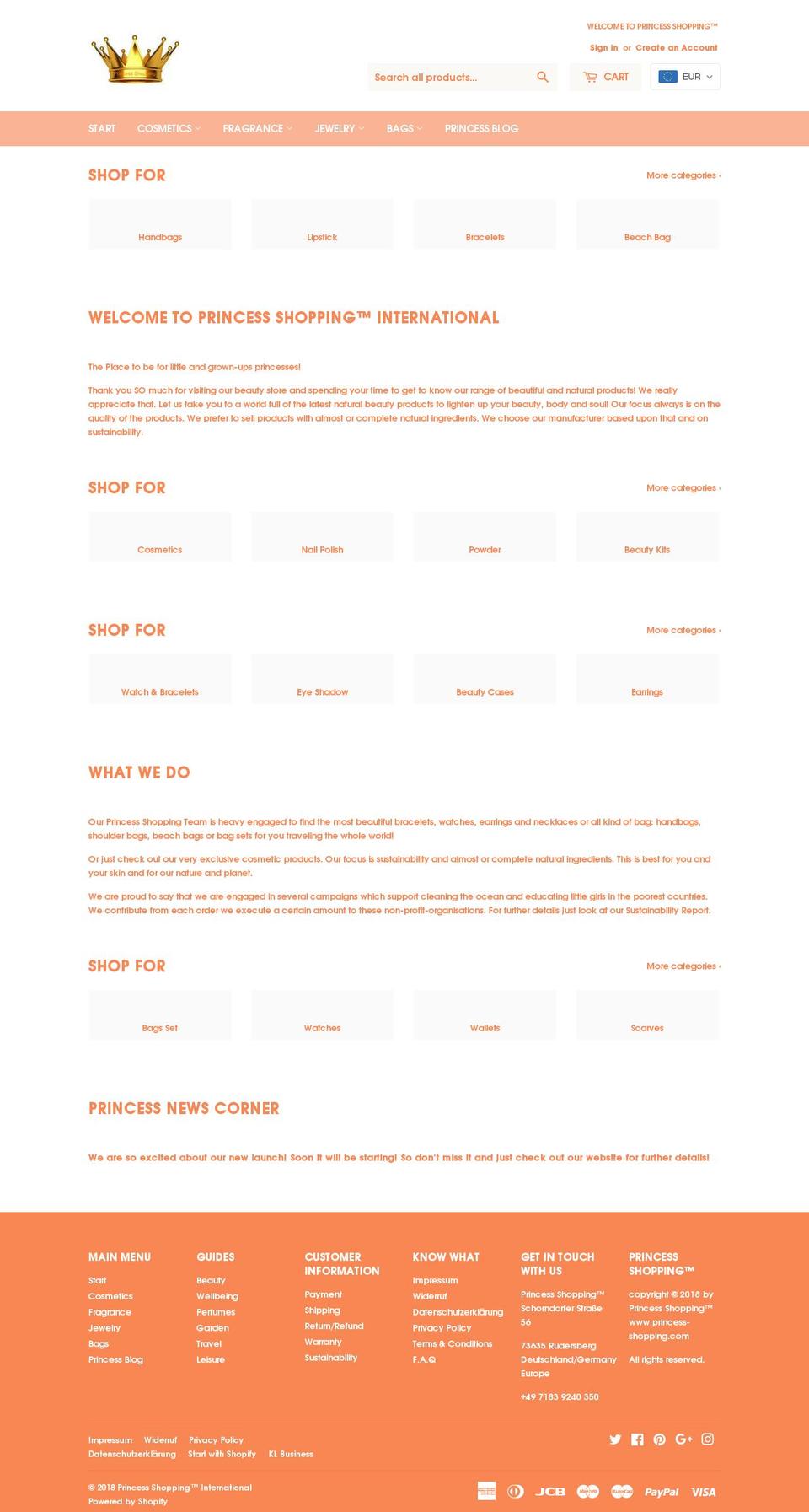 princess-shopping.com — Shopify storefront screenshot