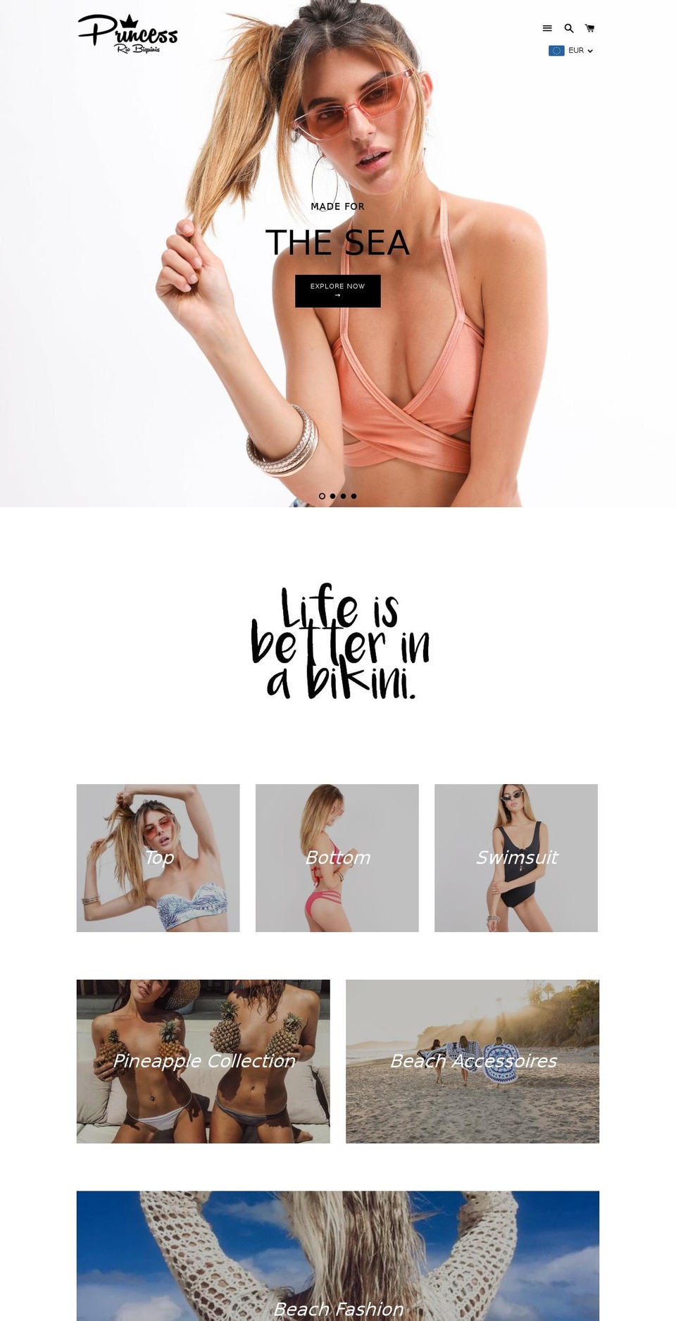 princessbiquinishop.com — Shopify storefront screenshot