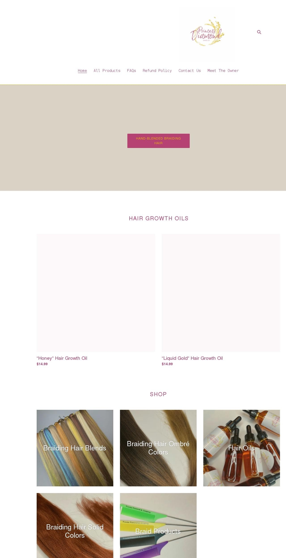 princessdiamondco.com shopify website screenshot
