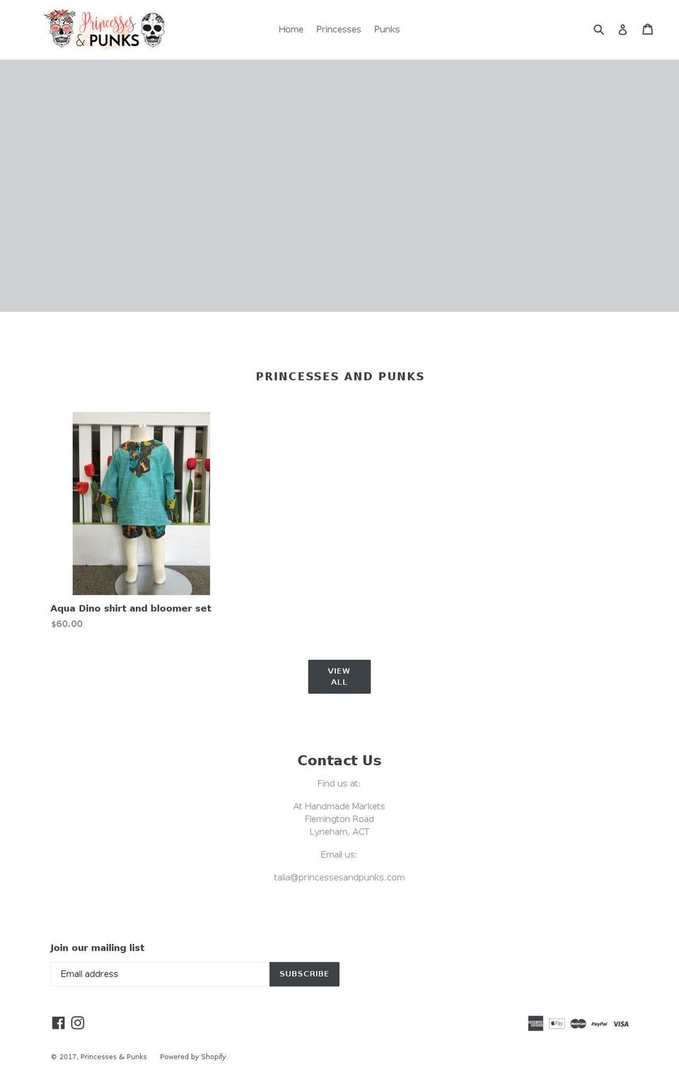 princessesandpunks.com shopify website screenshot