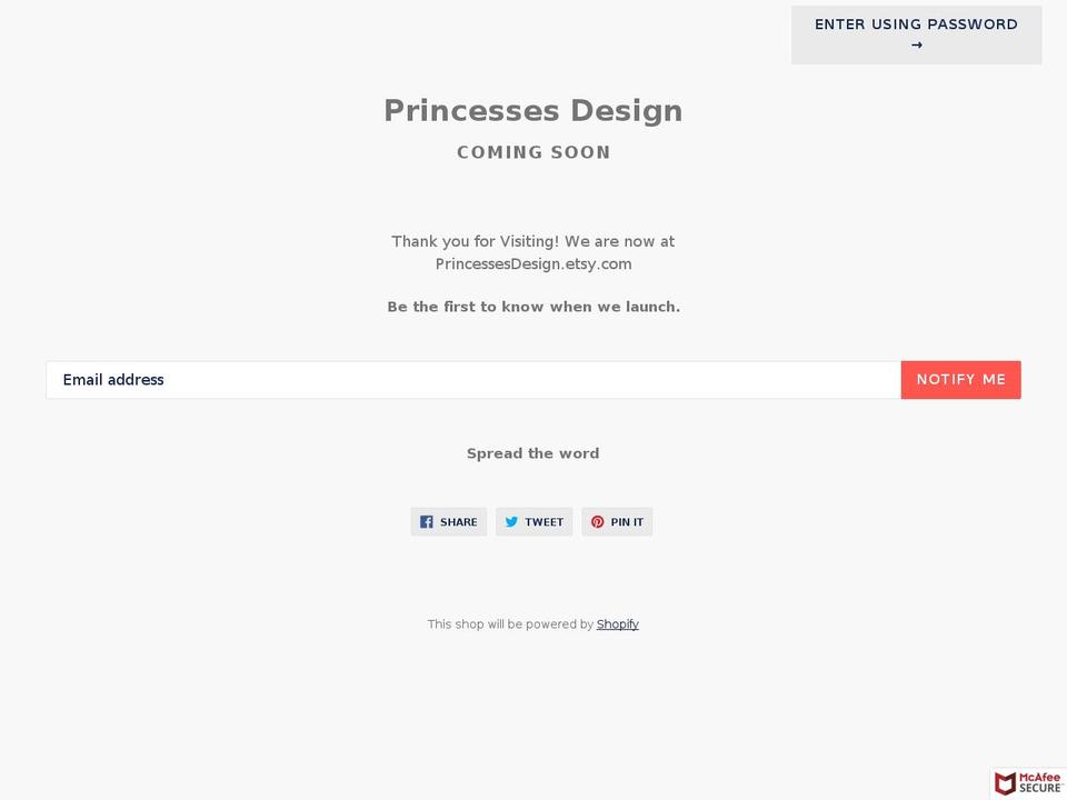 princessesdesign.com — Shopify storefront screenshot