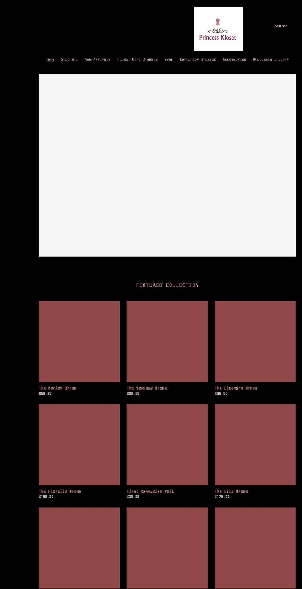 princesskloset.com shopify website screenshot