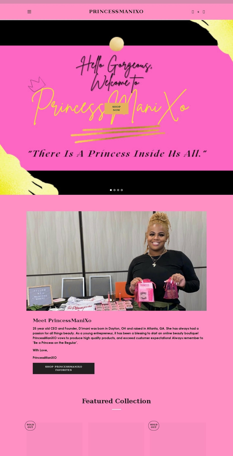 princessmanixo.com shopify website screenshot