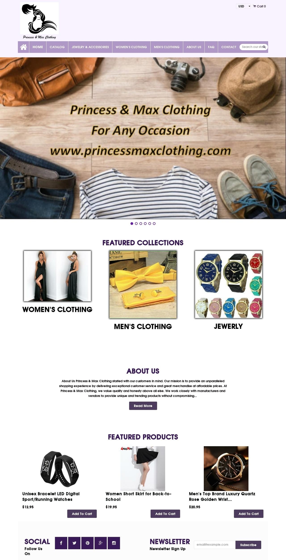 princessmaxclothing.com shopify website screenshot