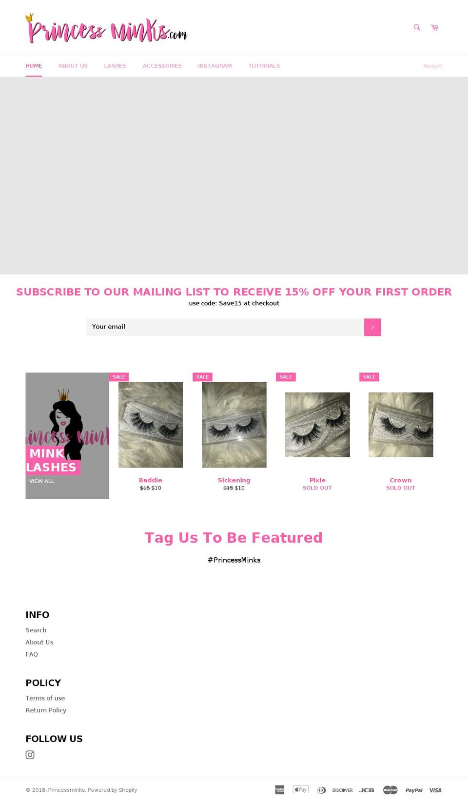 princessminks.com — Shopify storefront screenshot
