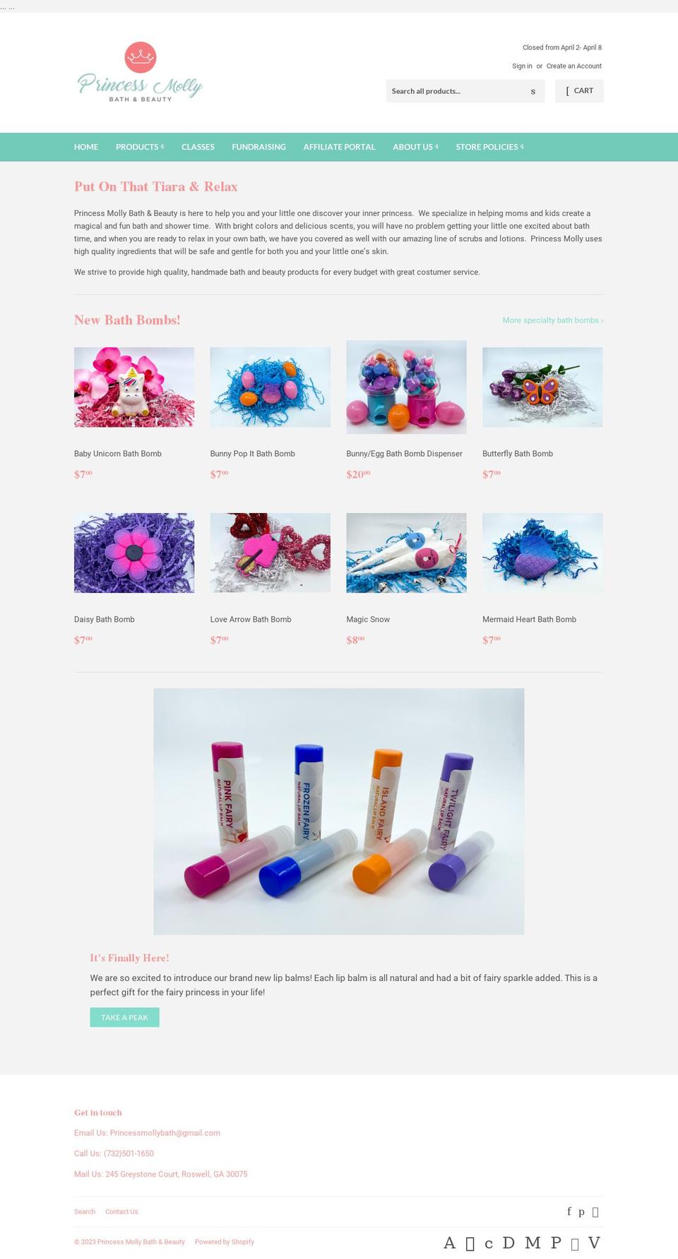 princessmollybath.com — Shopify storefront screenshot