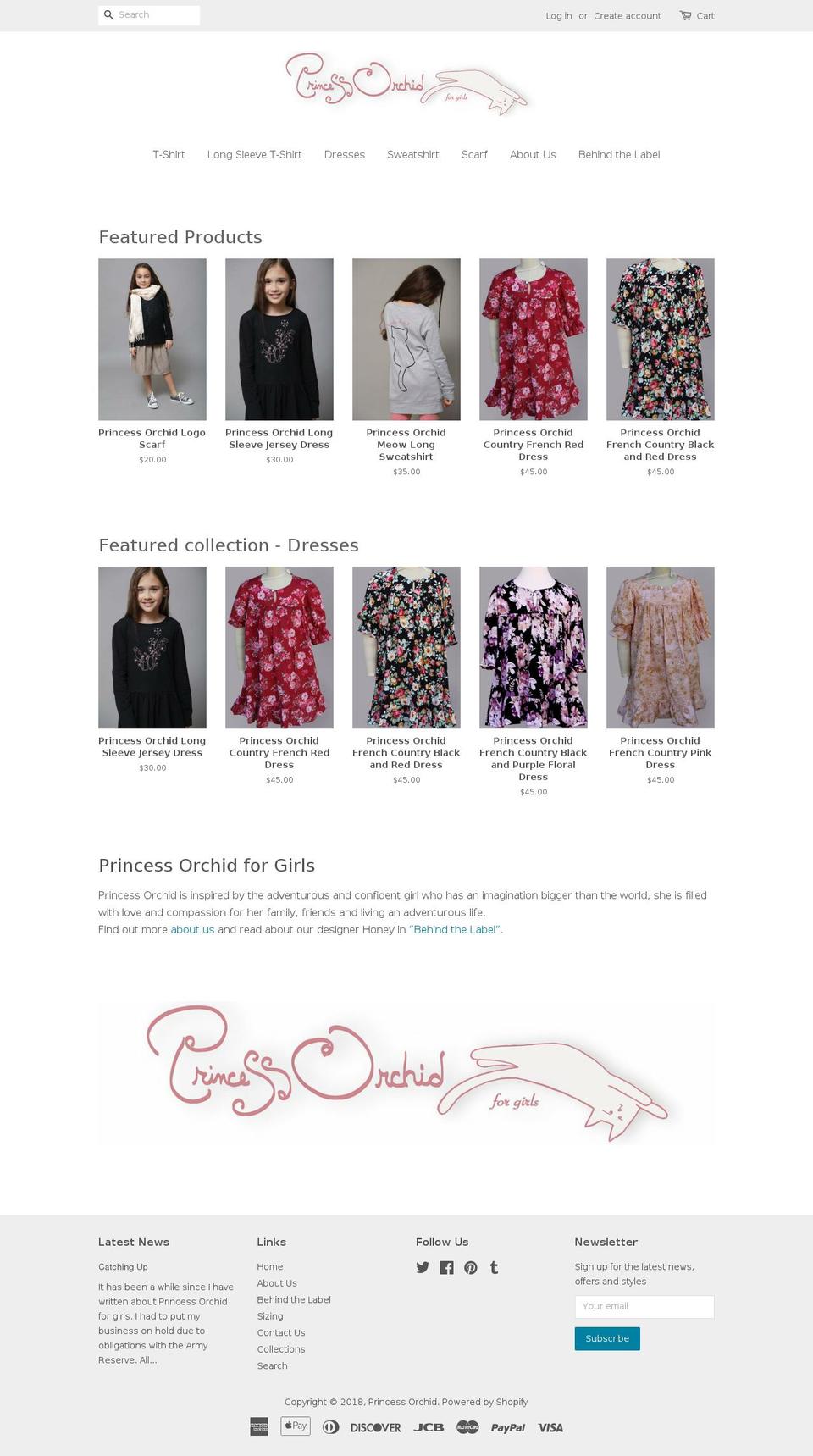 princessorchid.com — Shopify storefront screenshot