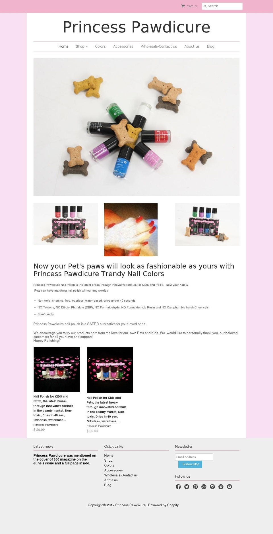 princesspawdicure.com shopify website screenshot