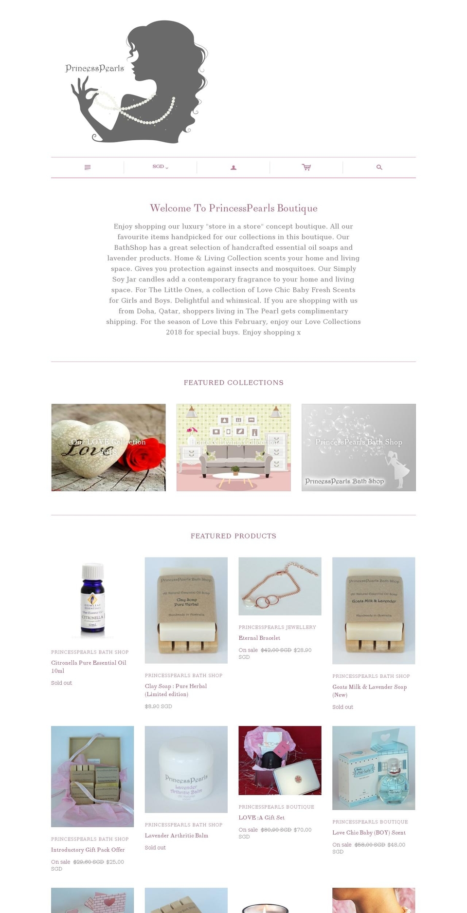princesspearlsboutique.com — Shopify storefront screenshot