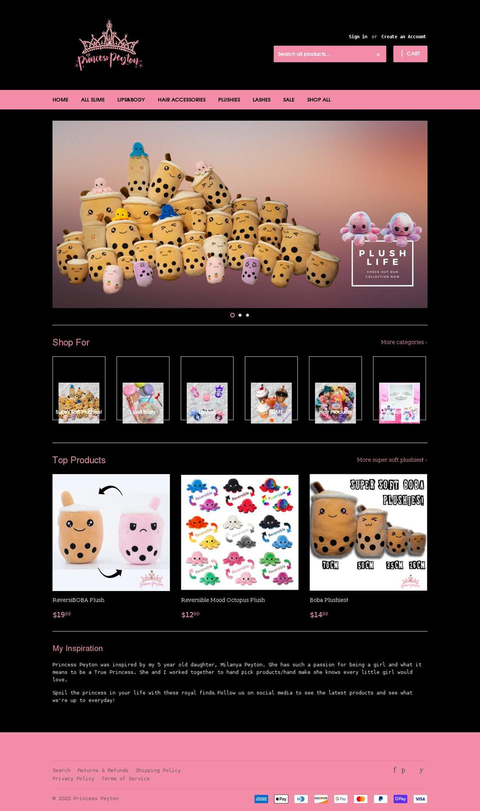 princesspeyton.com shopify website screenshot