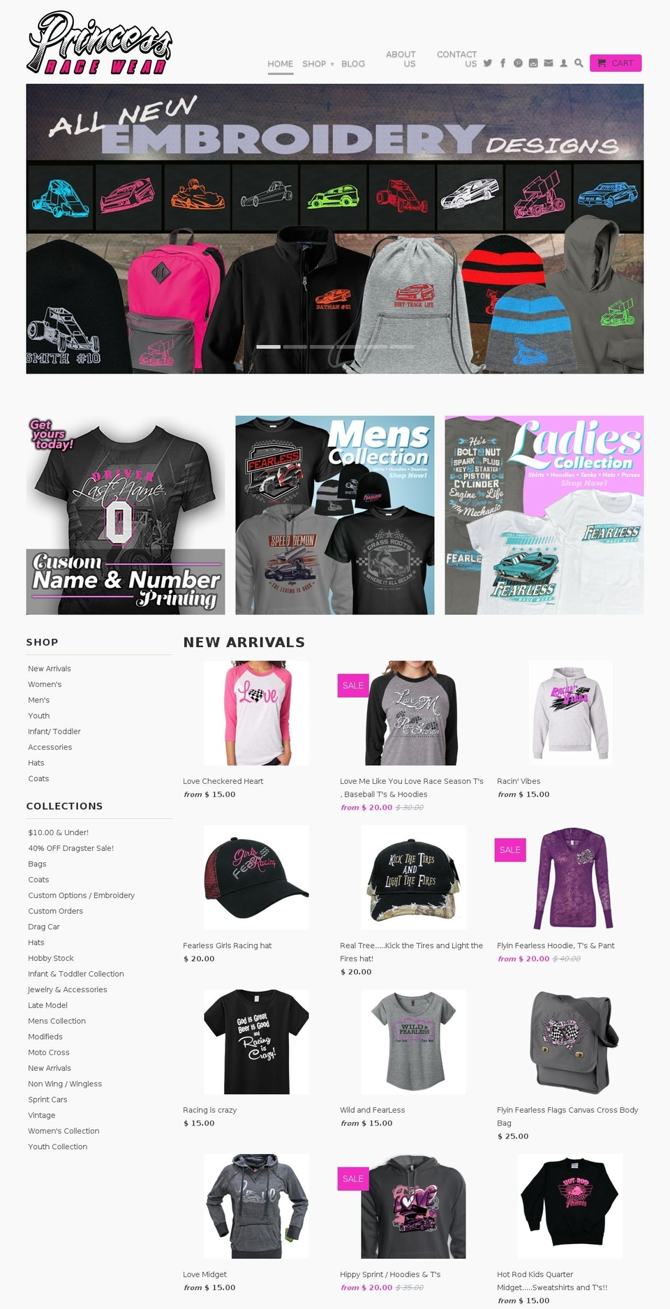 princessracewear.com shopify website screenshot