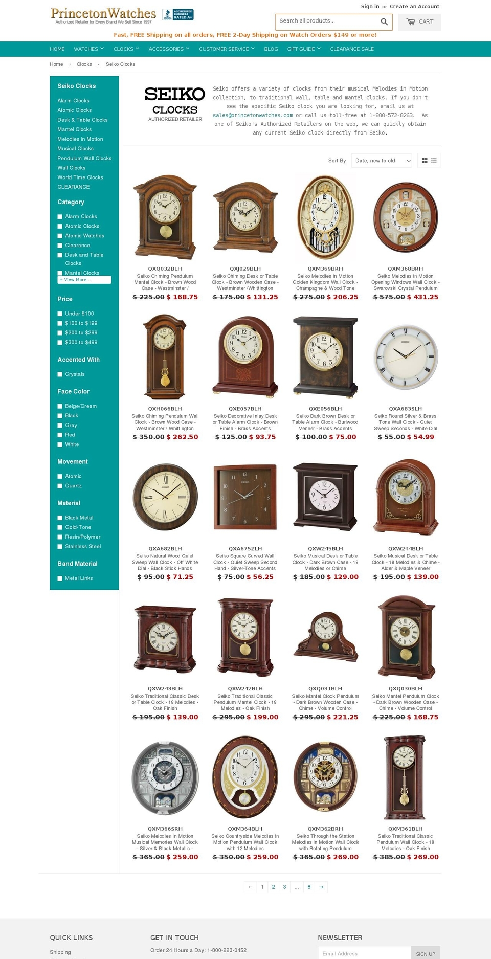 princetonclocks.com shopify website screenshot