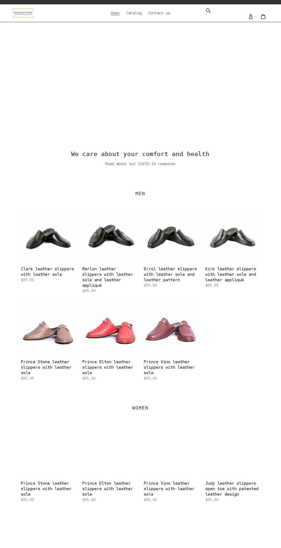 princetownslippers.com shopify website screenshot