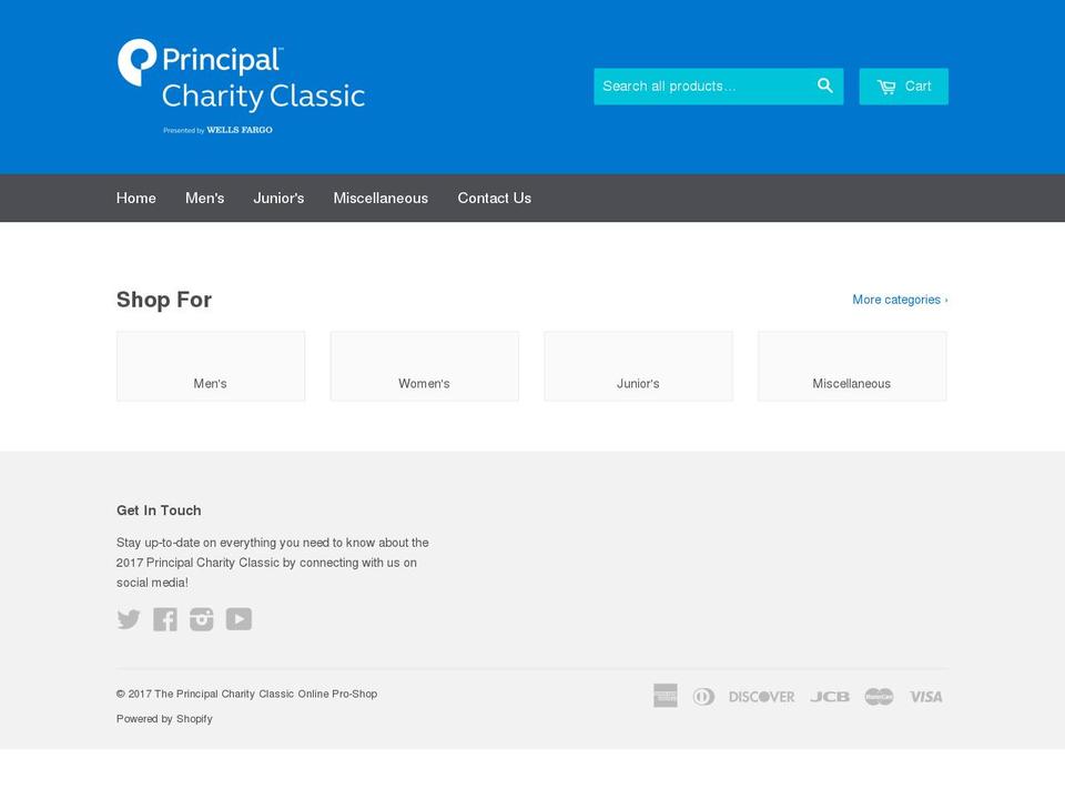 principalcharityclassicstore.com shopify website screenshot