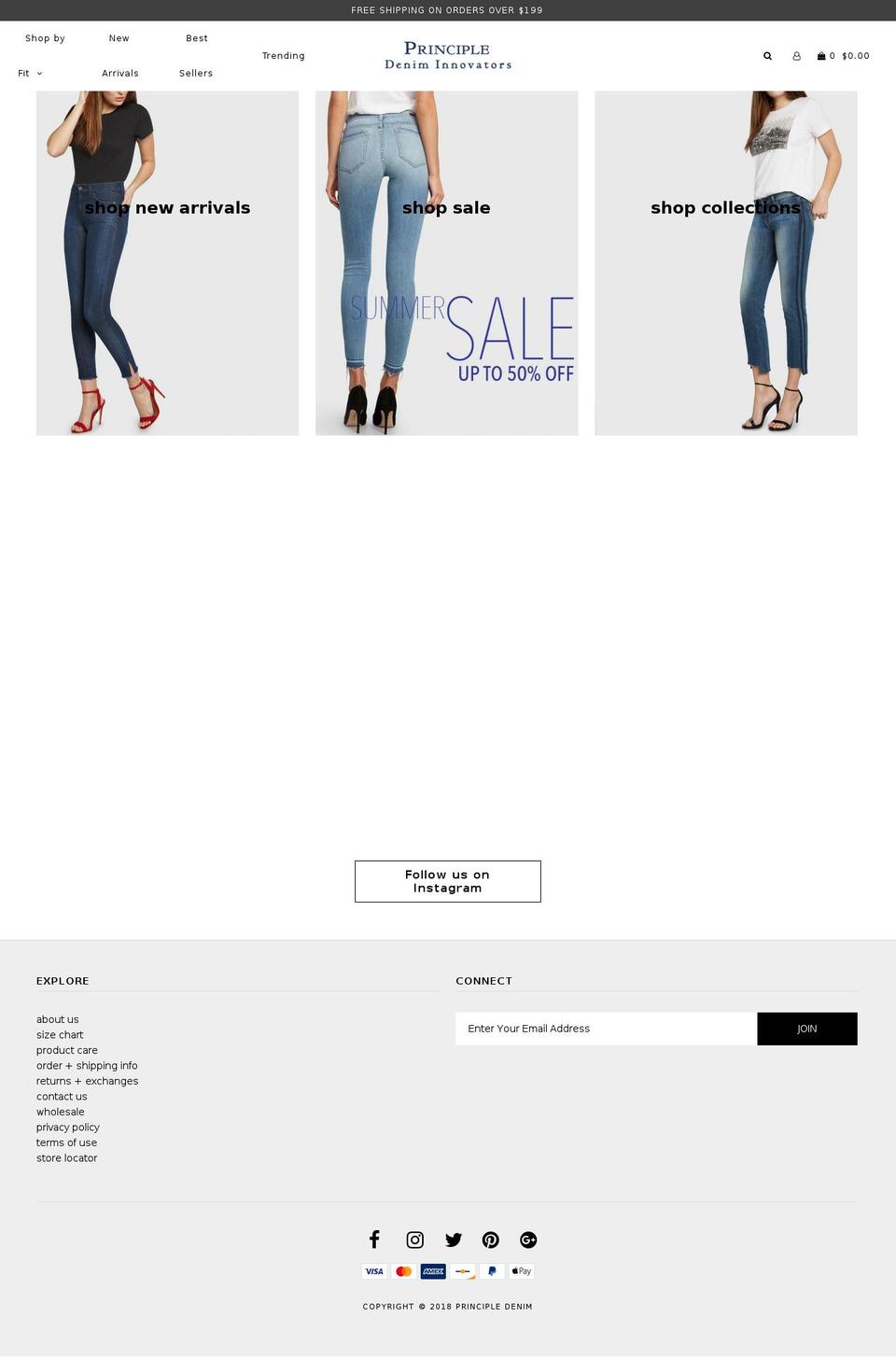 principledenim.com shopify website screenshot