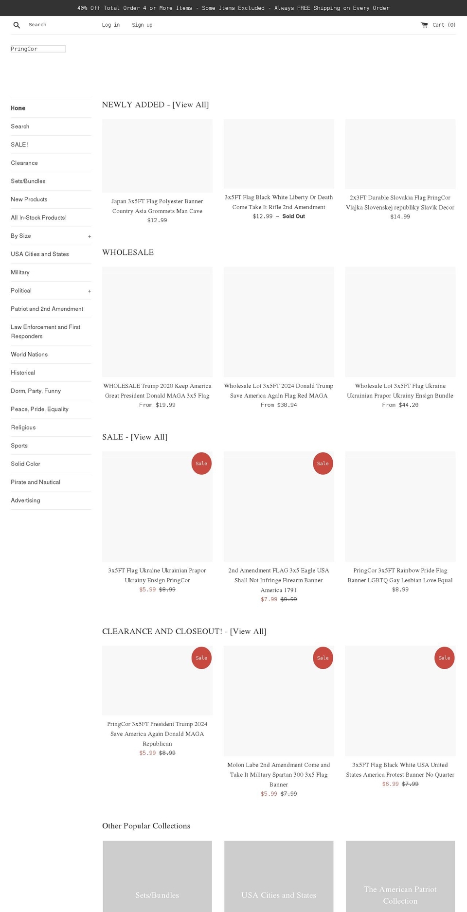 pringcor.com shopify website screenshot