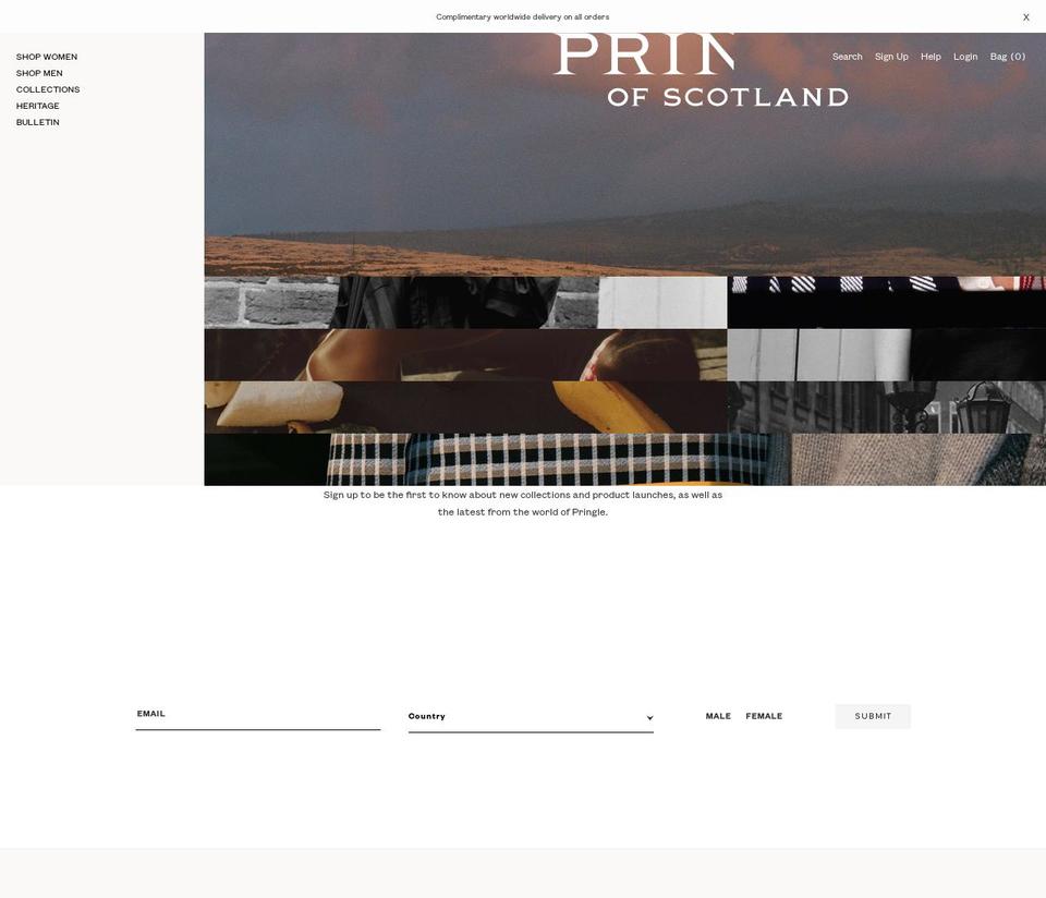 Launch Shopify theme site example pringlescotland.com