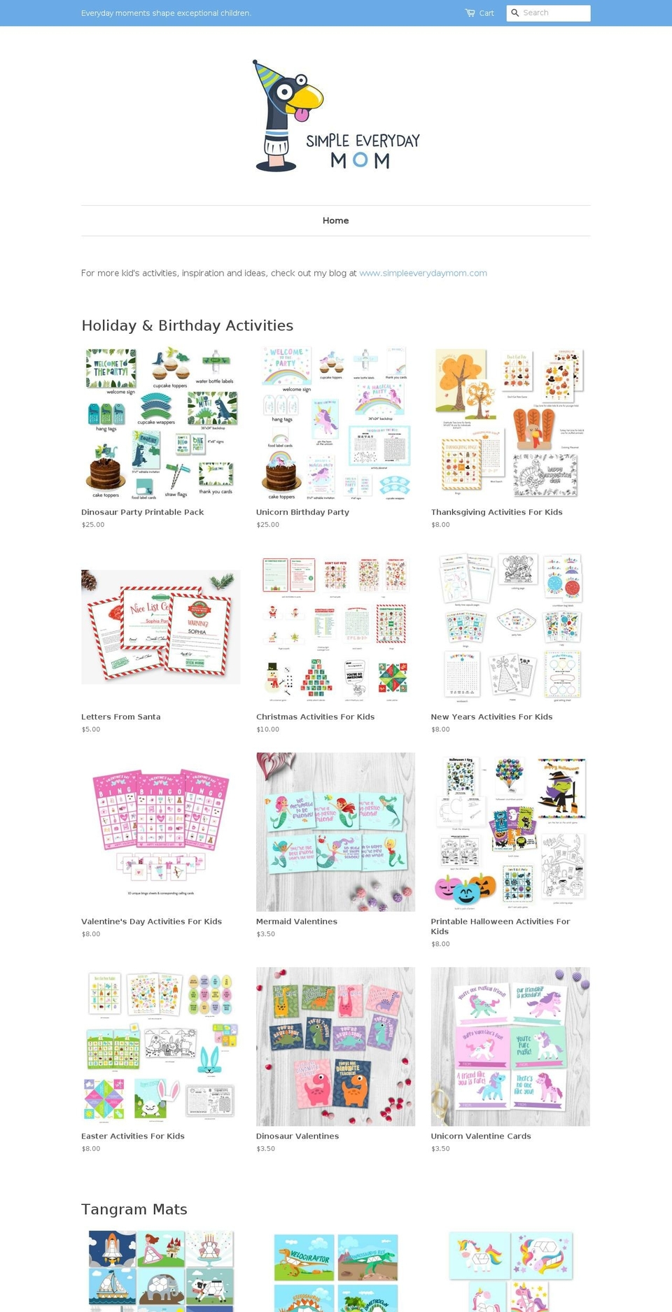 printableactivitiesforkids.com — Shopify storefront screenshot