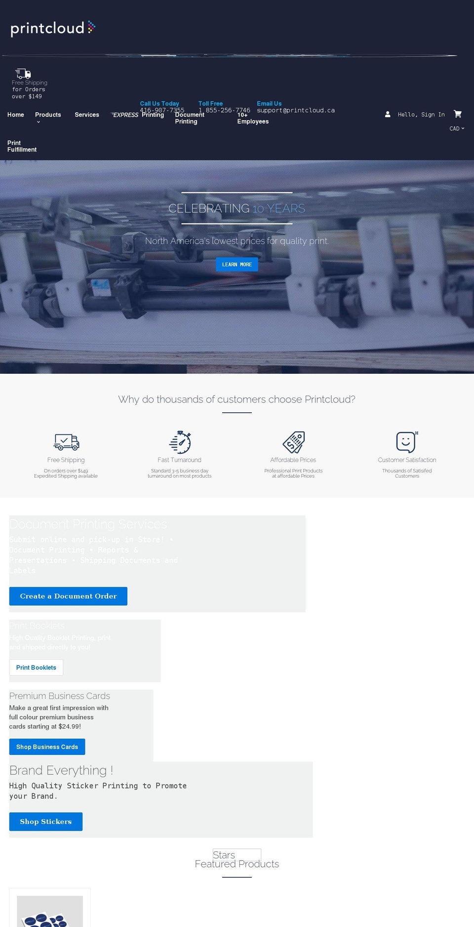 printcloud.ca shopify website screenshot