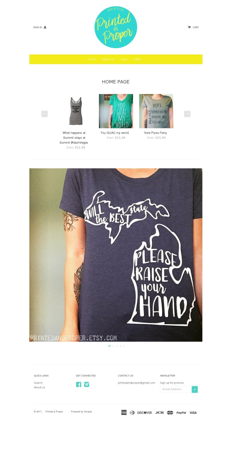 printedandproper.com shopify website screenshot