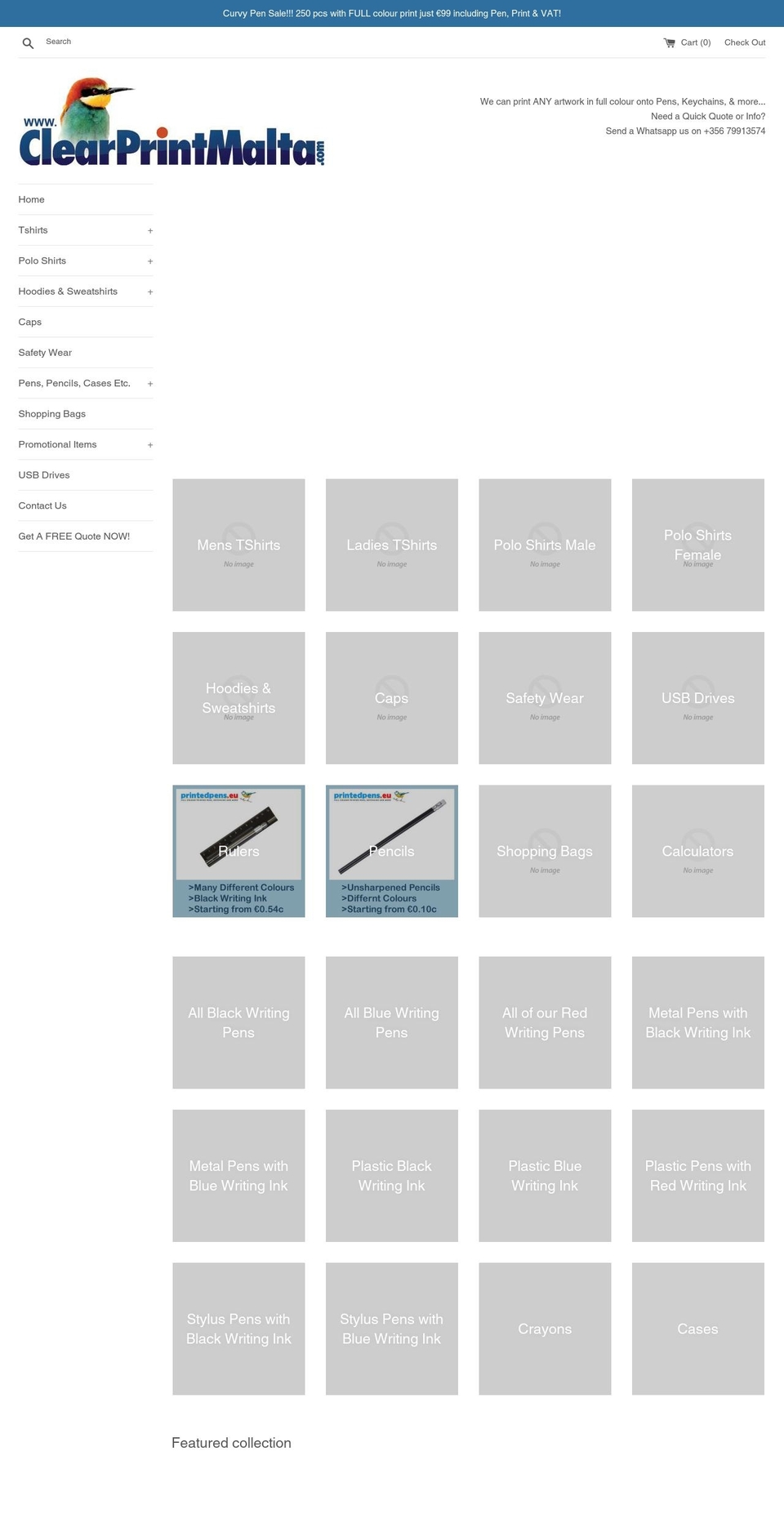 printedpens.eu shopify website screenshot