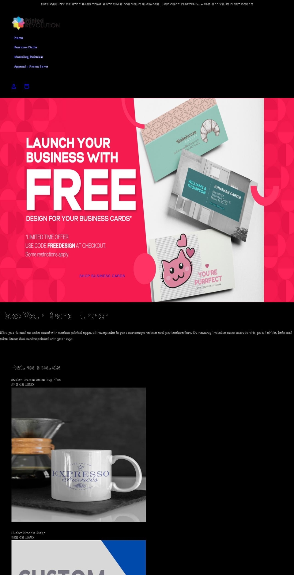 printedrevolution.com shopify website screenshot
