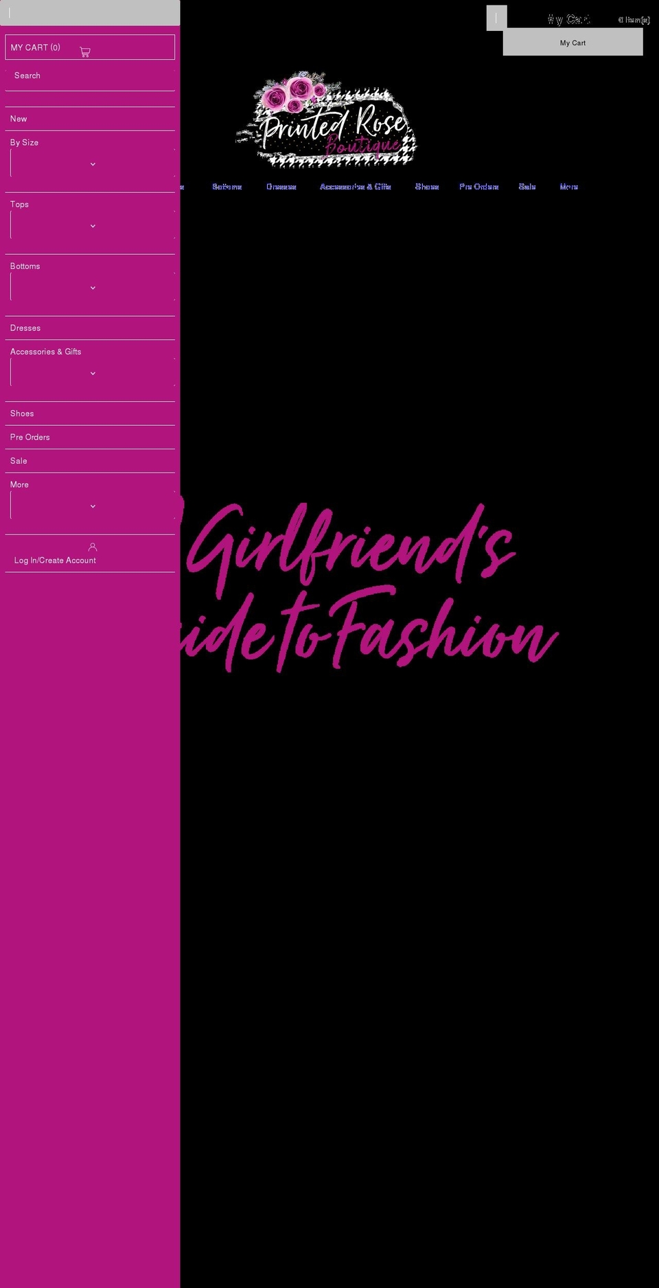 printedroseboutique.com shopify website screenshot