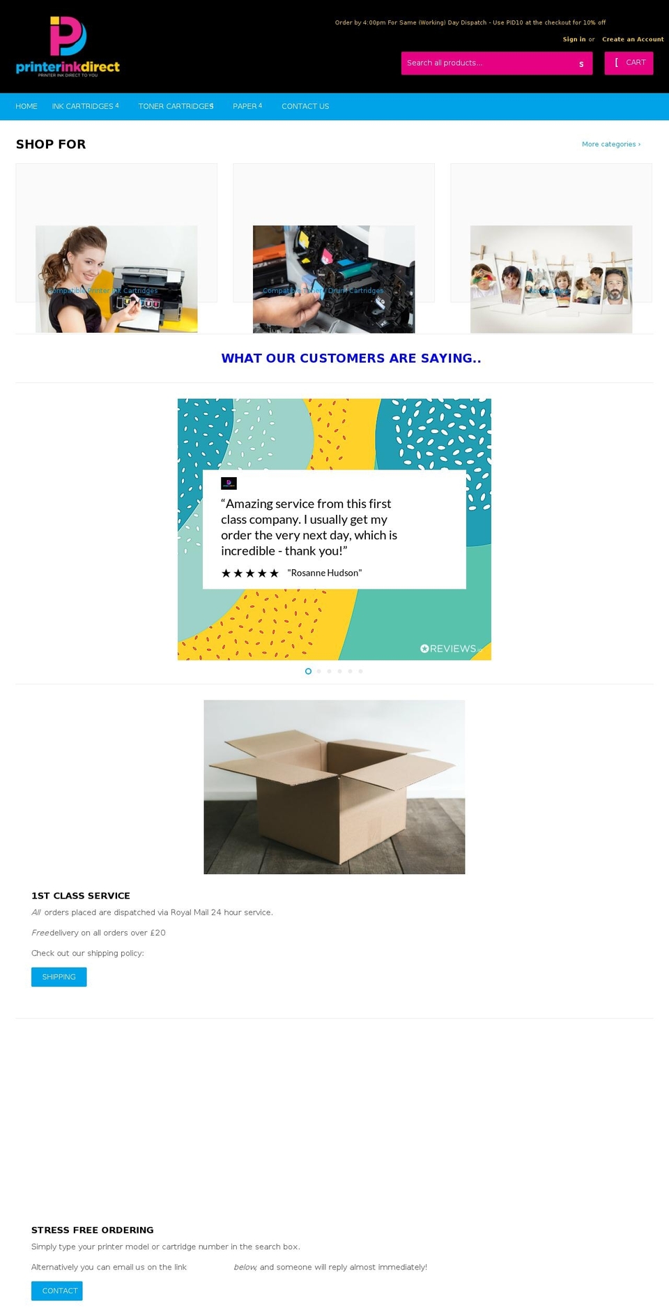 printerinkdirect.com shopify website screenshot