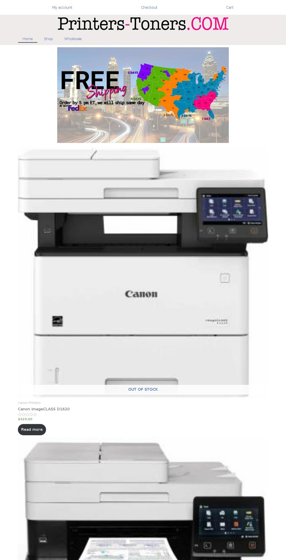 printers-toners.com — Shopify storefront screenshot