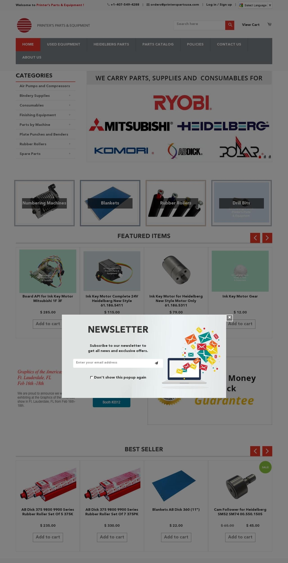 printerspartsusa.com shopify website screenshot