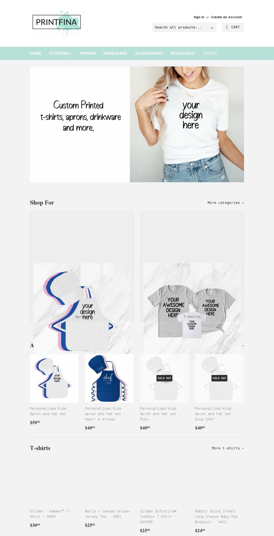 printfina.com shopify website screenshot