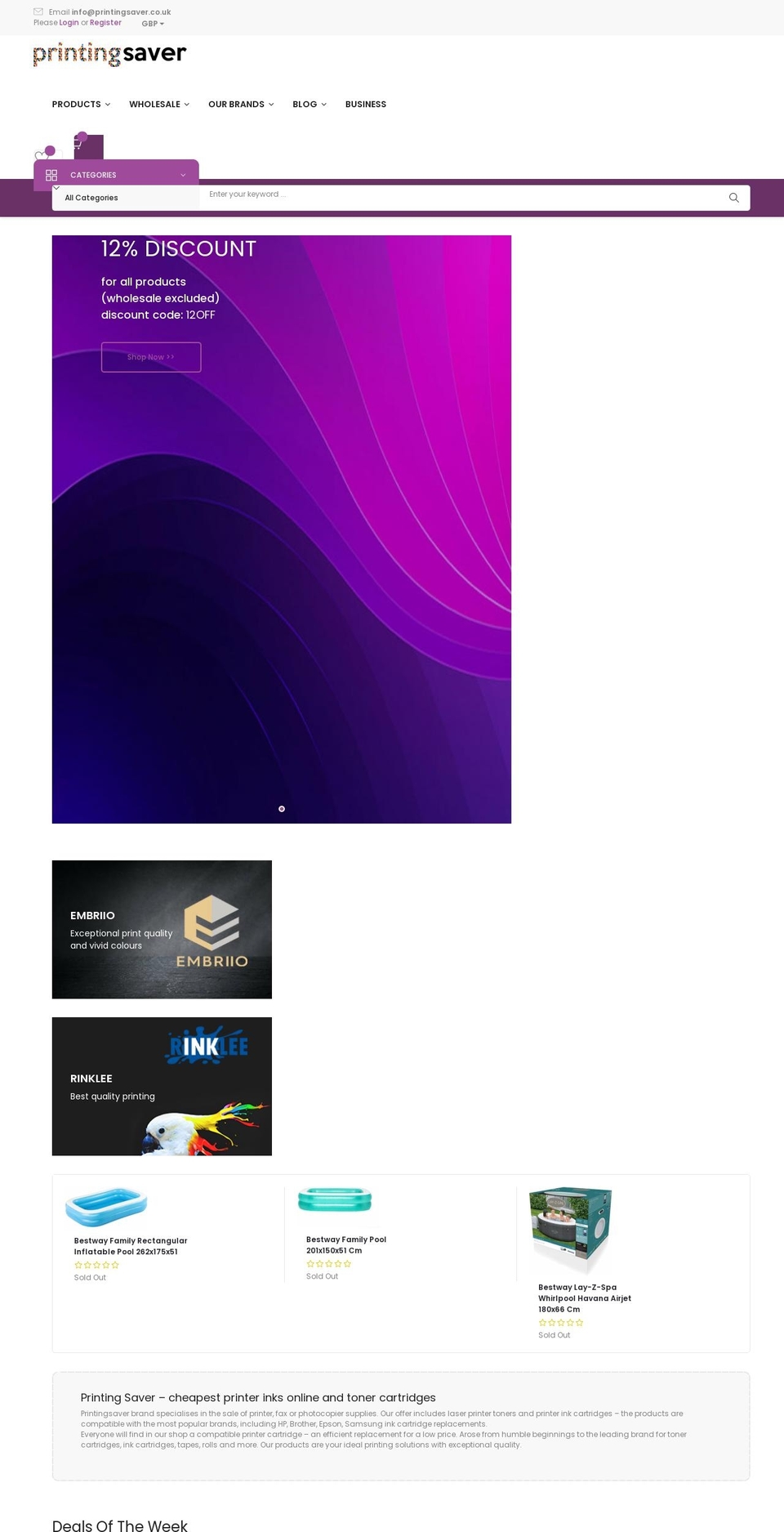 printingsaver.co.uk shopify website screenshot