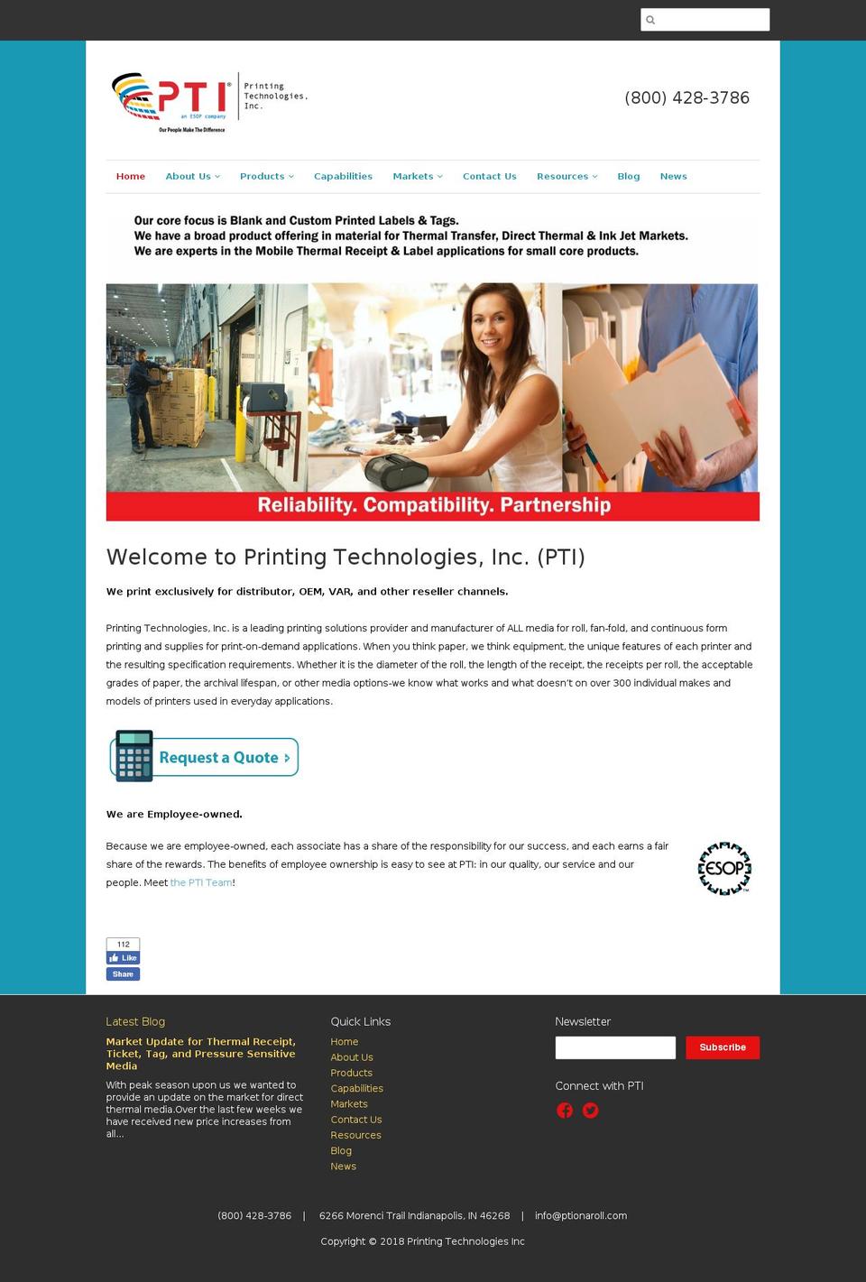 printingtechnologies.com — Shopify storefront screenshot