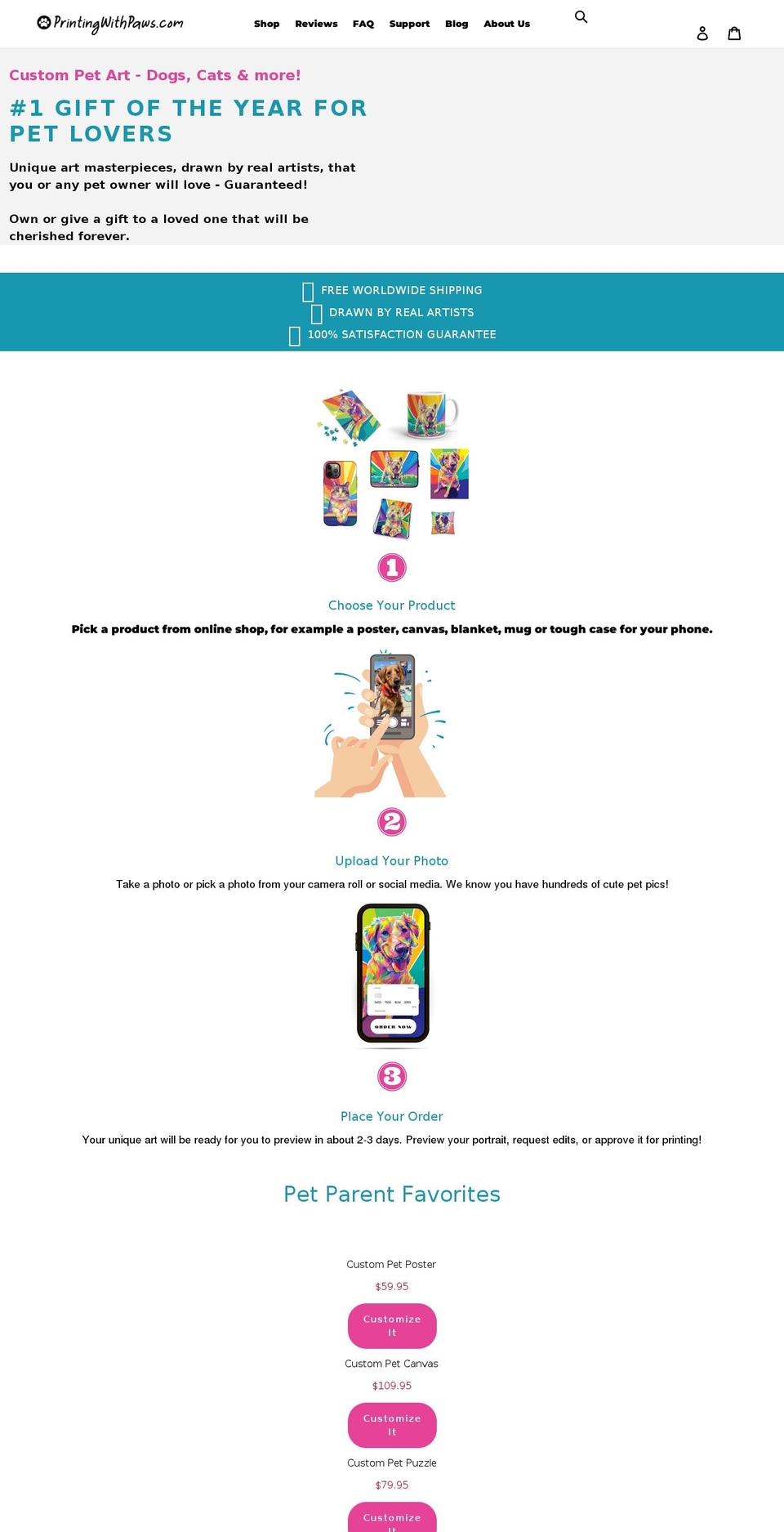 printingwithpaws.com shopify website screenshot