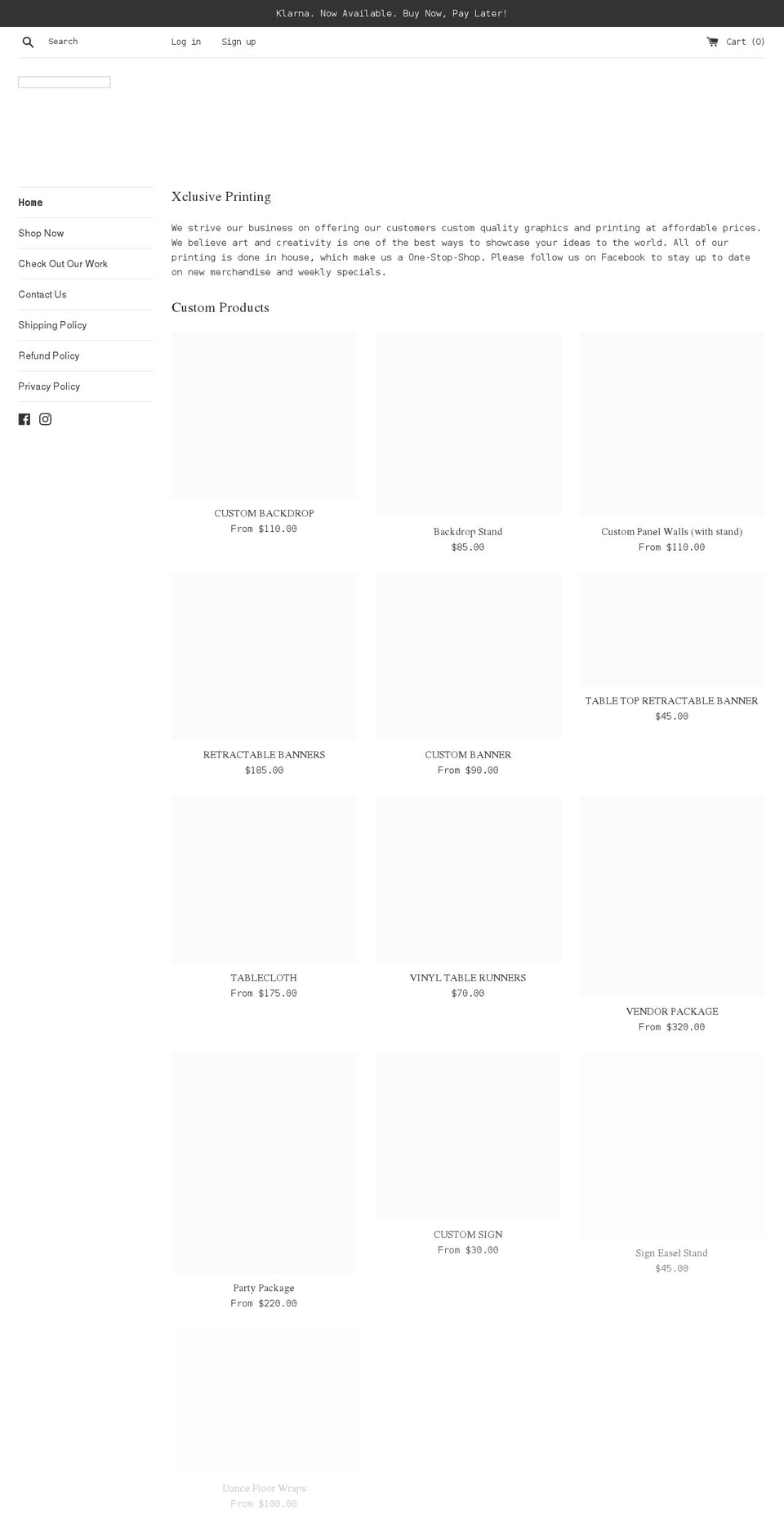 printingxclusive.com shopify website screenshot