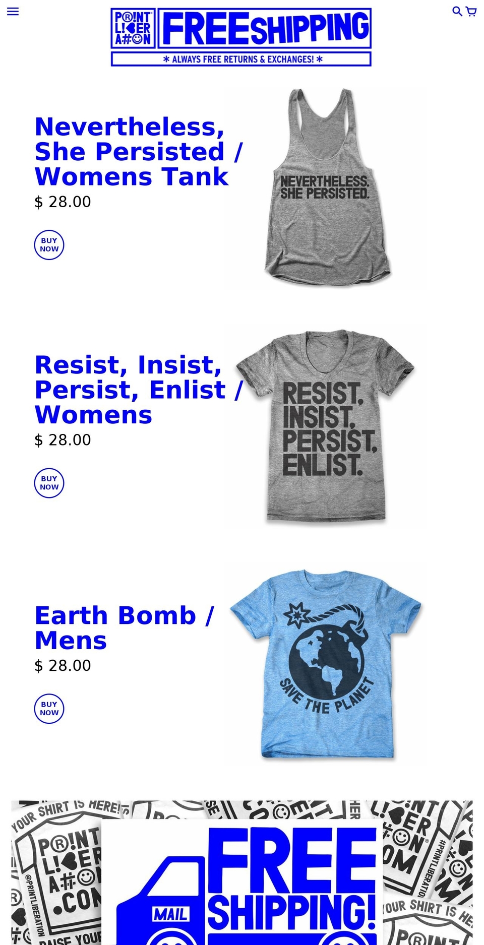 printliberationscreenprinting.com shopify website screenshot