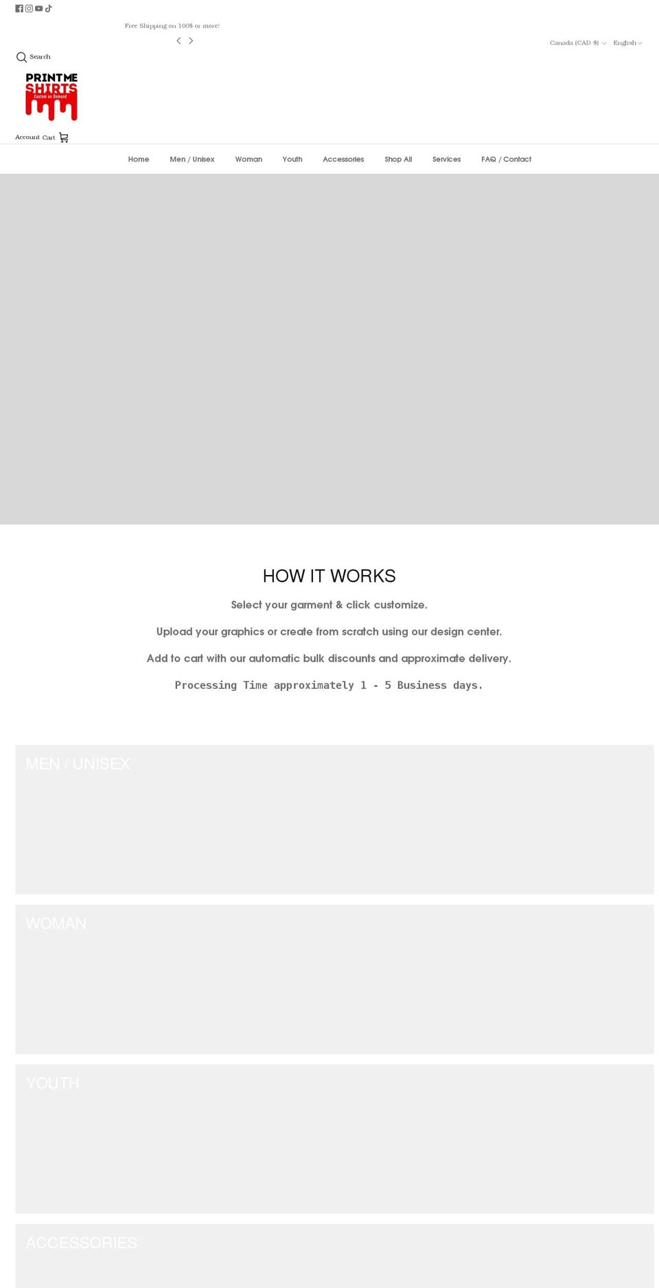 printmeshirts.com shopify website screenshot