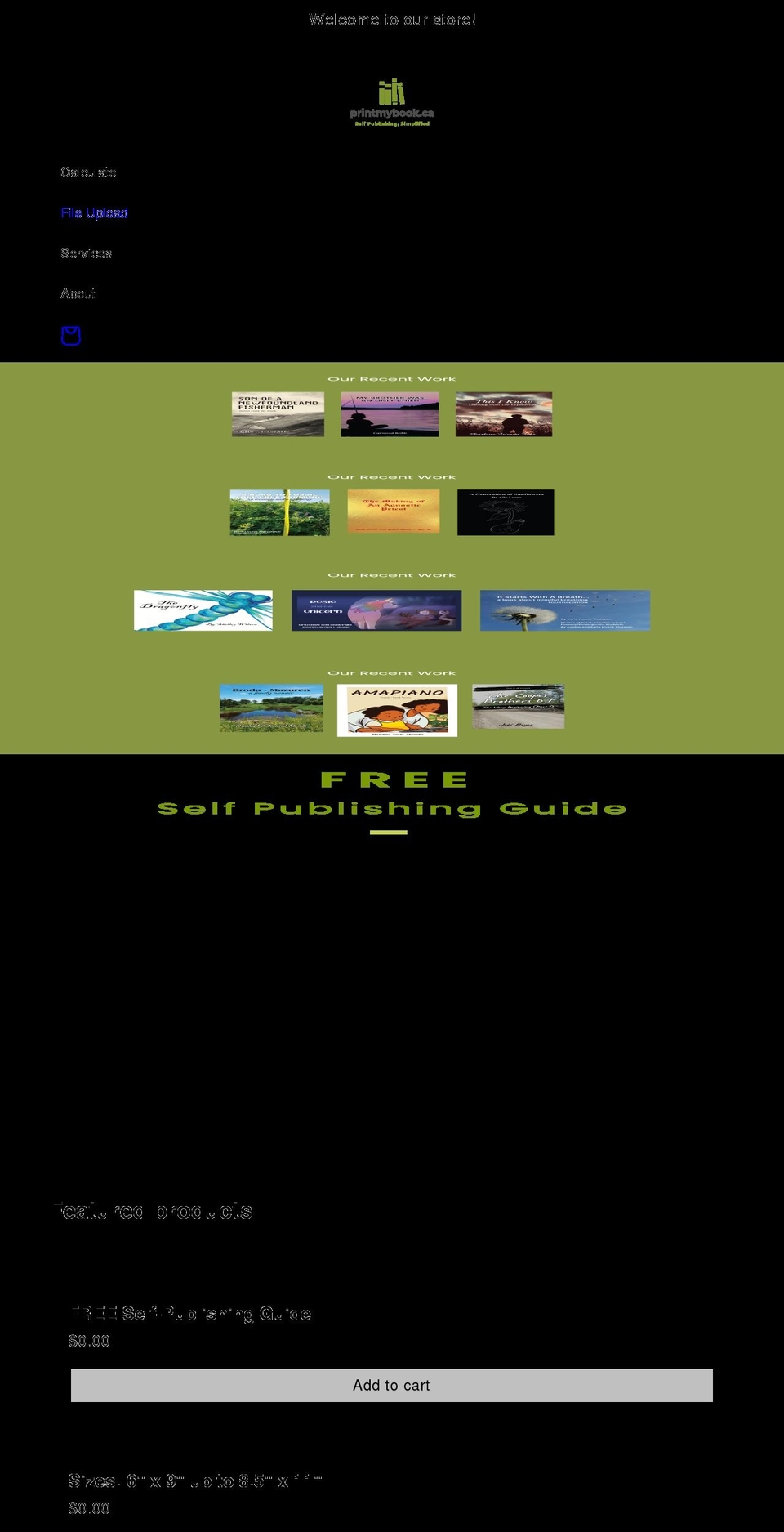 printmybook.ca shopify website screenshot